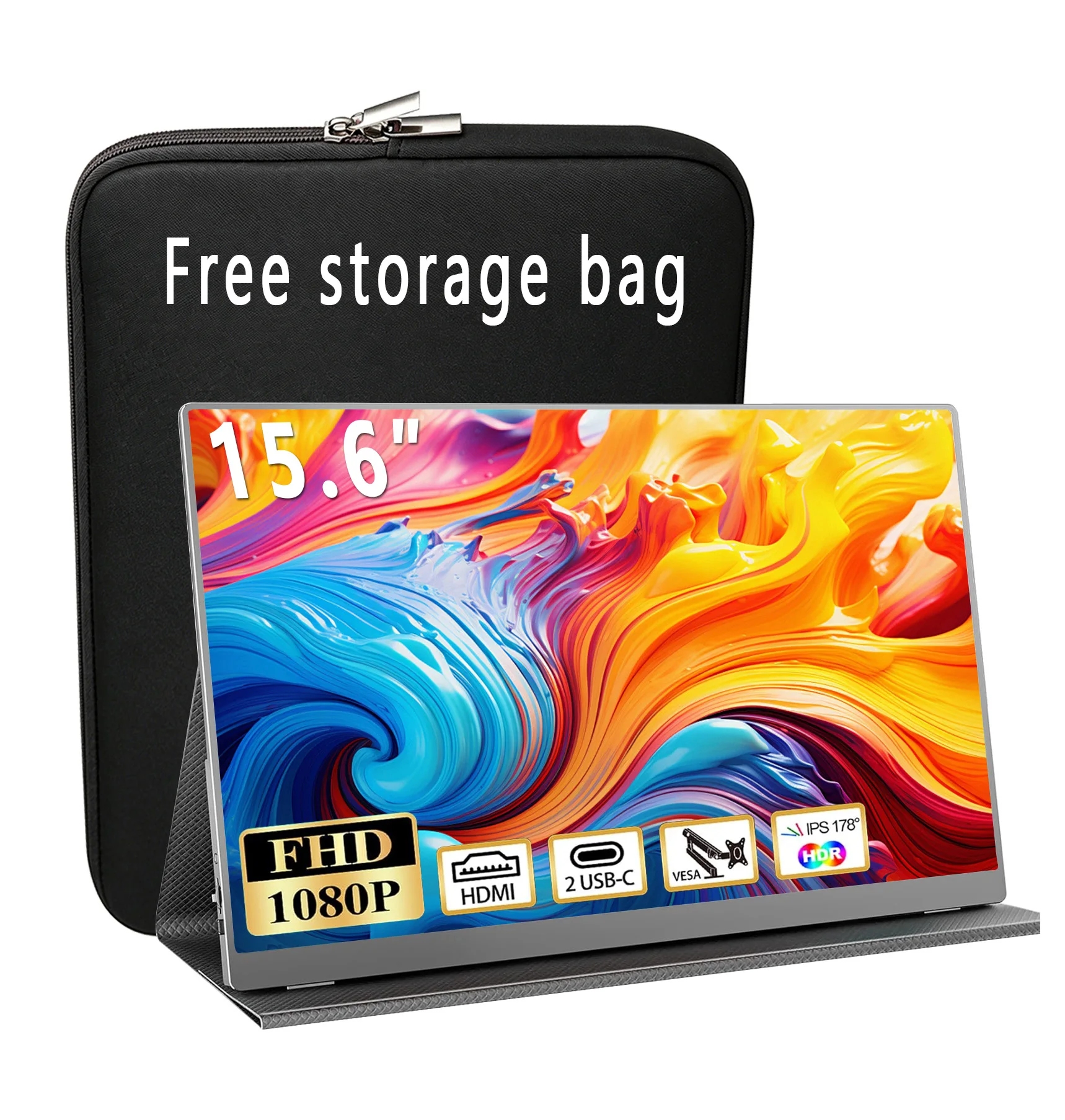 15.6 Inch Portable Monitors 72%sRGB 1920*1080P FHD IPS 16.9 With Type-C Mini HDMI For Laptop Phone TV Mac PS4/5 XBox PC PS Dack
