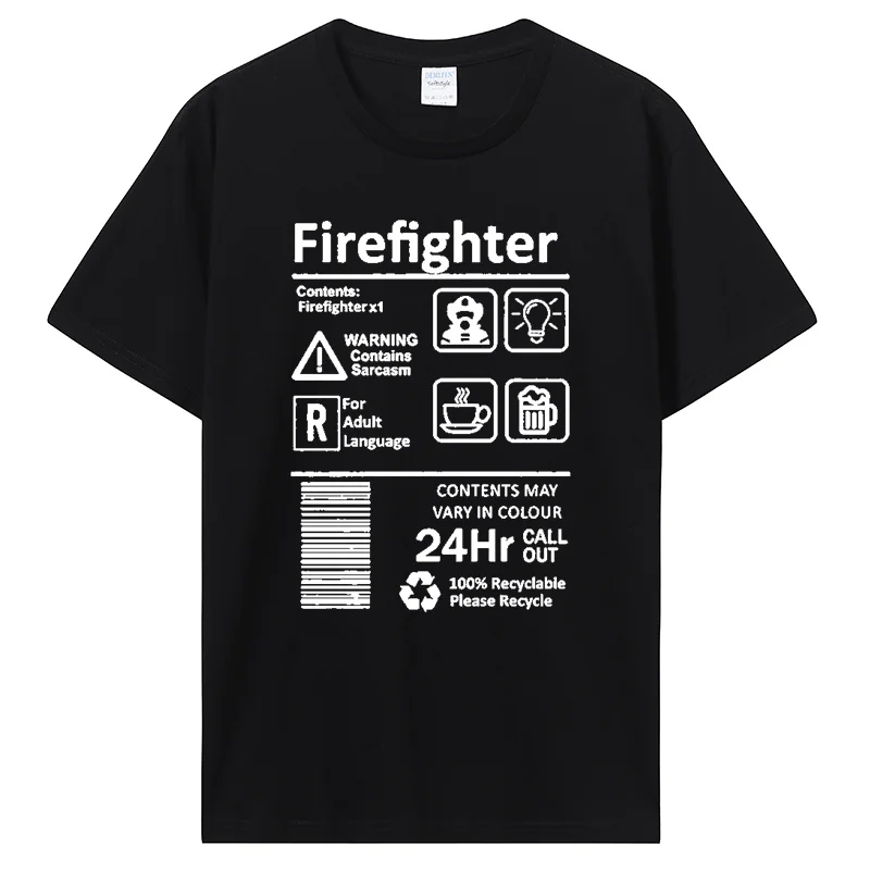 Fireman Firefighter T-Shirt Funny Birthday Present Tshirt Men Dad Father Husband Boyfriend Cotton T Shirt Harajuku Streetwear