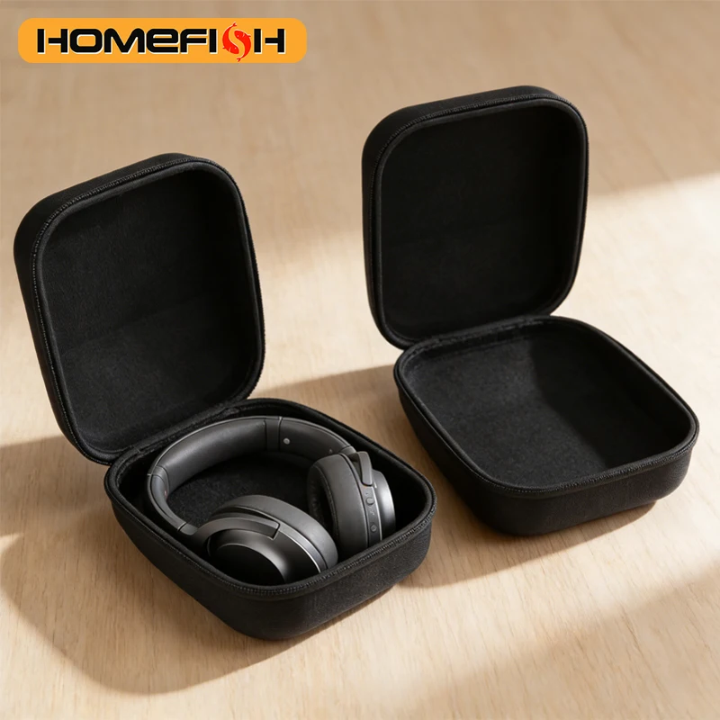 Bolsa de almacenamiento portátil para auriculares con diadema, caja de almacenamiento cuadrada de carcasa dura, maleta de viaje, bolsa de transporte para auriculares