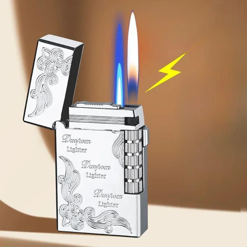 

Classic Direct Injection + Open Flame Switching Grinding Wheel Lighter Fashionable Butane Inflatable Side-sliding Lighter