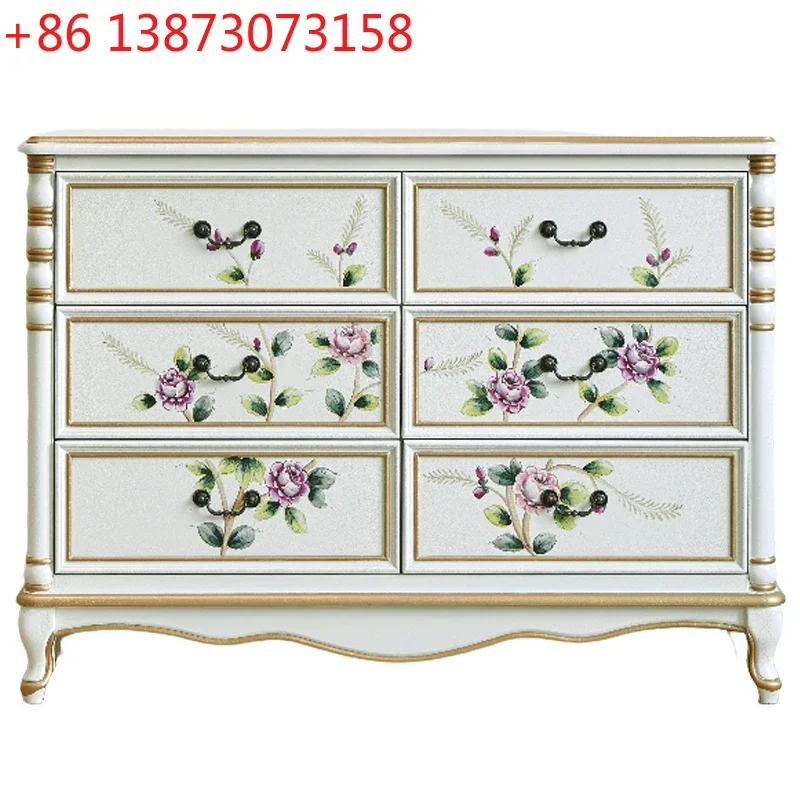 American painted decorative chest of drawers solid wood living room entrance partition cabinet bedroom storage storage side cabi