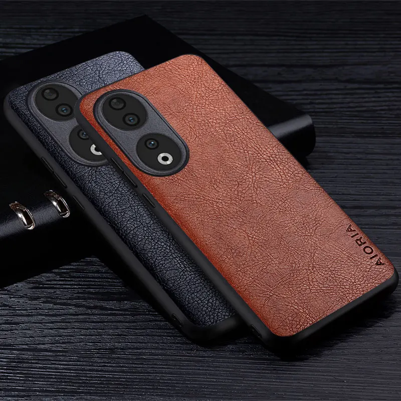 Luksusowy skórzany futerał na Honor 90 70 50 Pro Lite Premium Business Style Retro Litchi wzór tylna obudowa honor 90