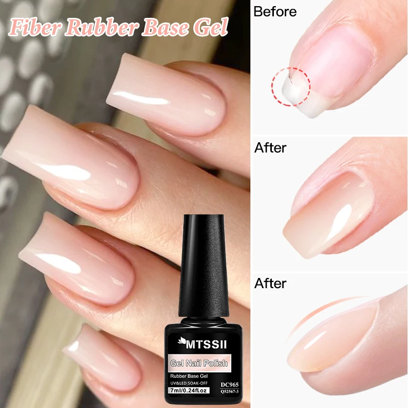 Nude Pink Fiber Rubber Base Gel Nail Polish For Broken Nail Repaired Fiberglass Quick Building Soak Off UV Construction Gel DIY
