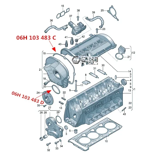 Set Upper Timing Chain Cover Gasket Seal For Audi A3 A4 S4 A5 Q3 Q5 VW Beetle Golf Tiguan Jetta Passat CC 1.8 2.0  06H103483D/C