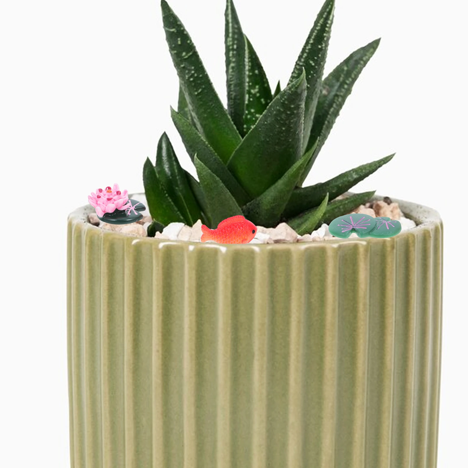 

30Pcs Aquarium Landscape Decorations Miniature Fish Lotus Leaves DIY Resin Fish Figurines Home Office Garden Decorative