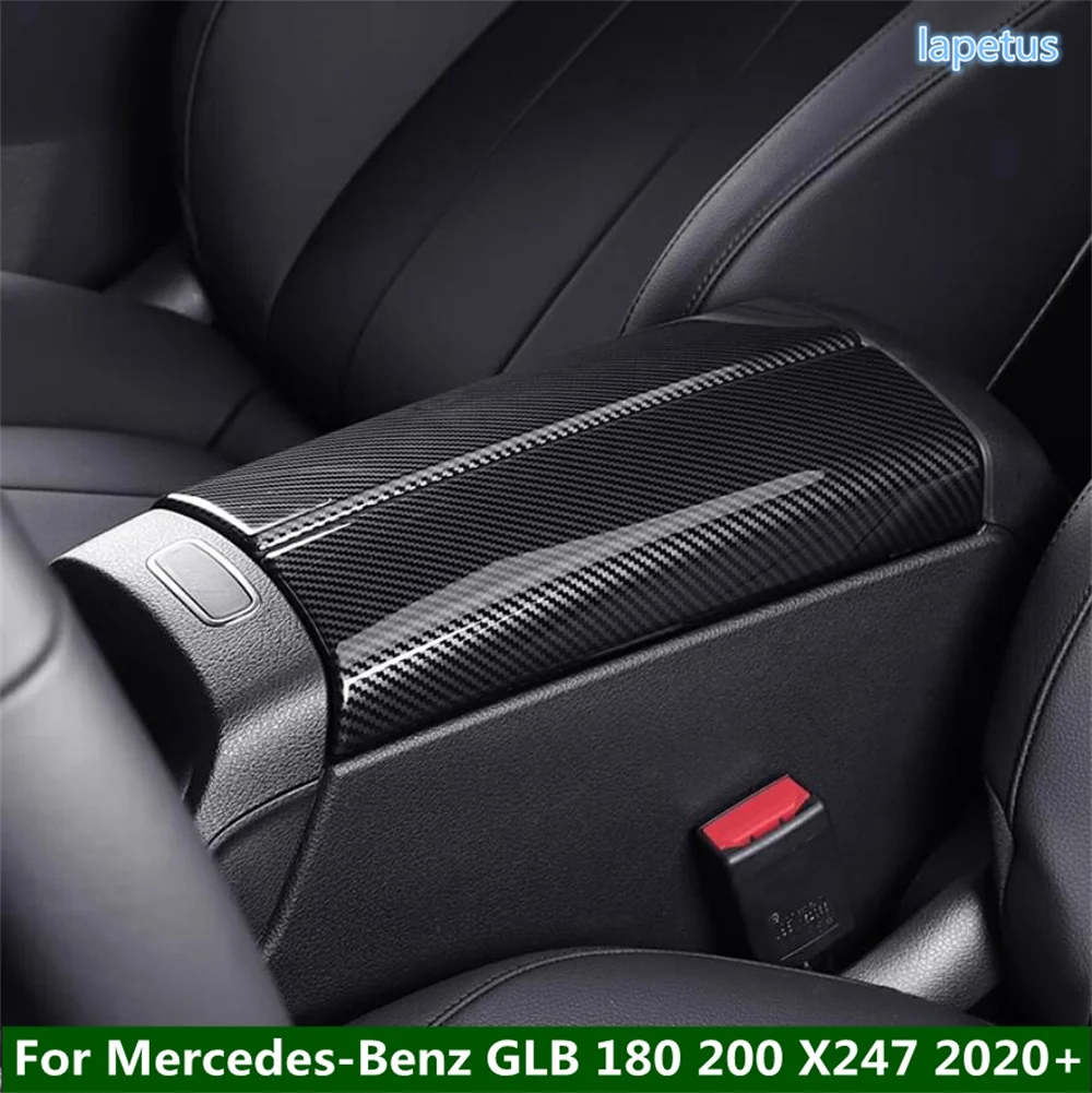 ABS Carbon Fiber Armrest Box Protector Covers Car Central Armrest Decorative Trim For Mercedes-Benz GLB 180 200 X247 2020 - 2024