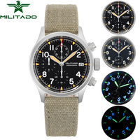 Militado Retro VK67 Quartz Chronograph Watch 39mm 316L Stainless Steel Case 3 Dial Waterproof 100M  Multifunction Military Watch