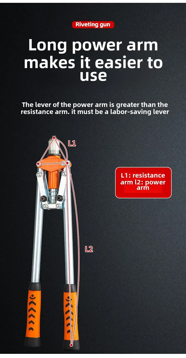 Lightweight Aluminum Double Handle Riveter Gun for Indoor and Outdoor Use