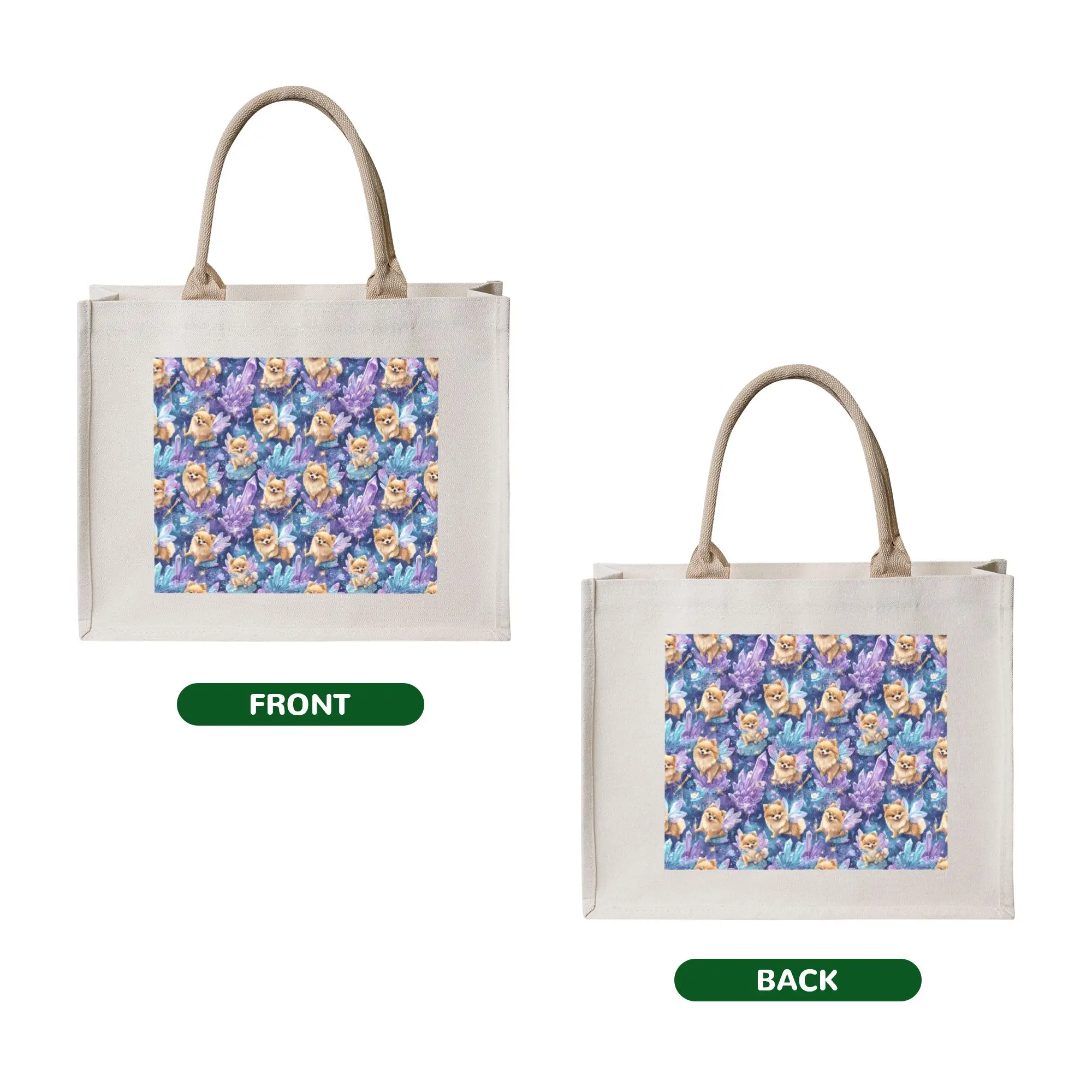 Recycling Fairytale Aesthetic Pomeranian Shopping Bag Women Tote Bag Portable Dog Lover   Grocery Shopper Bags