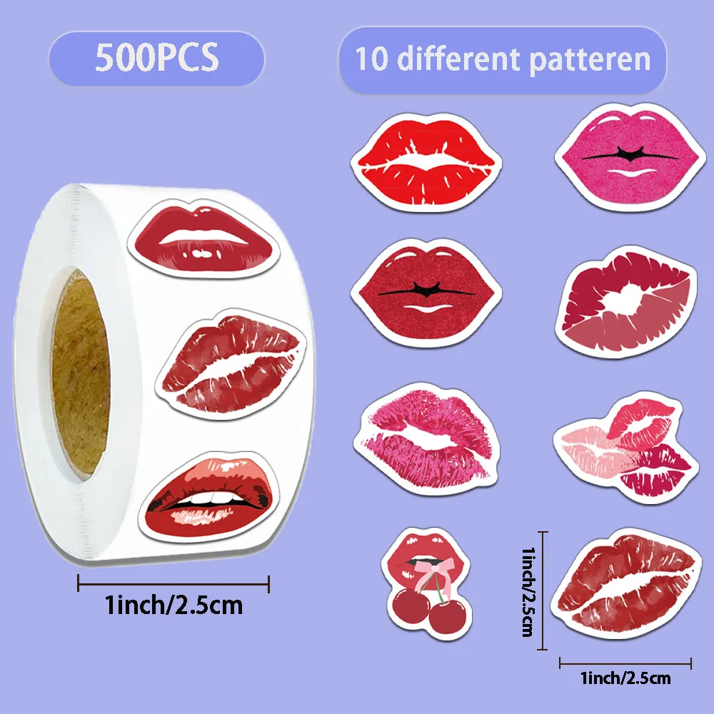 500PCS Creative Lip Roll Stickers, Bookkeeping Decoration, DIY Notebook, Water Cup, Skateboard, Personalized Stickers
