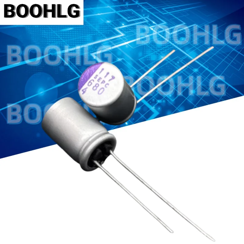 10PCS 4v 680uf direct plug copper pin solid capacitor 8X12