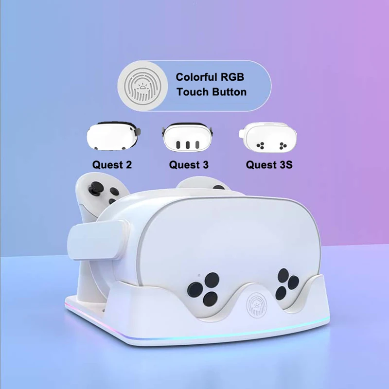 

Charging Dock and Stand for Meta Quest 2/3/3S VR Headset - With LED Light, Controller Holder Storage - White(without battery)