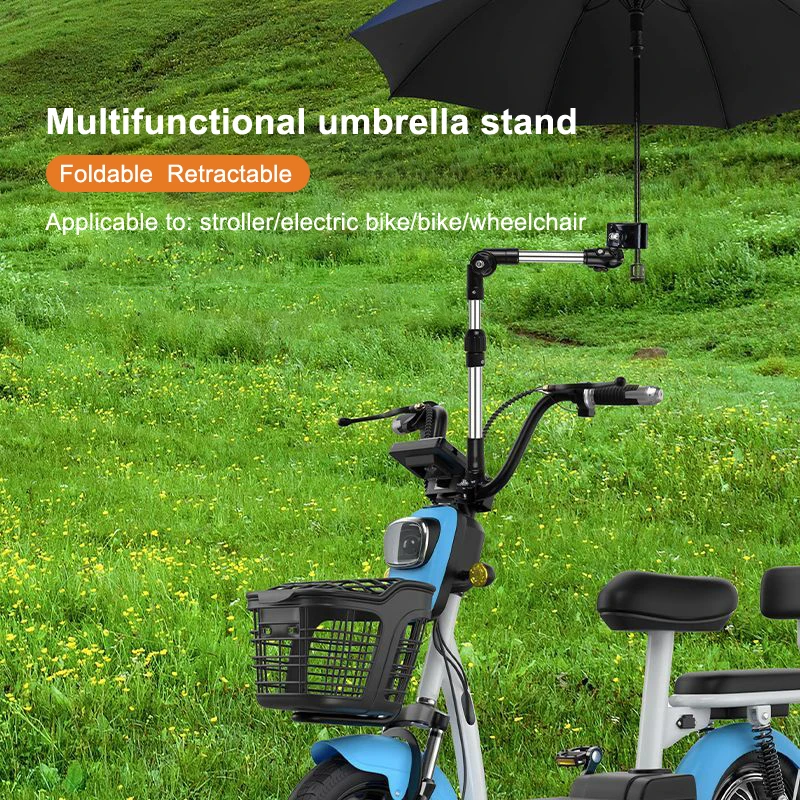 360° Rotatable Umbrella Holder Stainless Steel Connector for Wheelchair Bicycle Stroller Rain Gear Accessory view 4