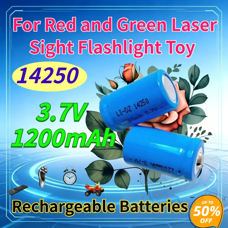 Rechargeable Lithium AA Battery 3.7V 1200mAh 14250 LS14250 ER14250H Batteries for Red and Green Laser Sights, Flashlights, Toys