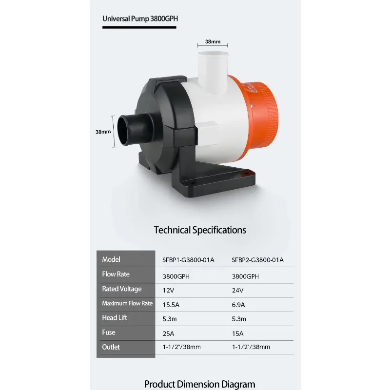 12 فولت 3800GPH عالية التدفق المزدوج ميناء مضخة نزح البحرية تيار مستمر مضخة غاطسة لليخوت قارب سريع ونقل المياه الطعم