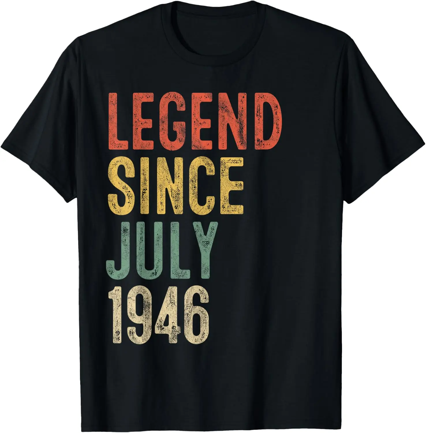 Legend Since July 1946 80Th Birthday Men Women 80 Year Old T-Shirt Versatile, heavyweight pure cotton short-sleeve tee—trendy, thick fabric; a great gift for Christmas or Halloween.