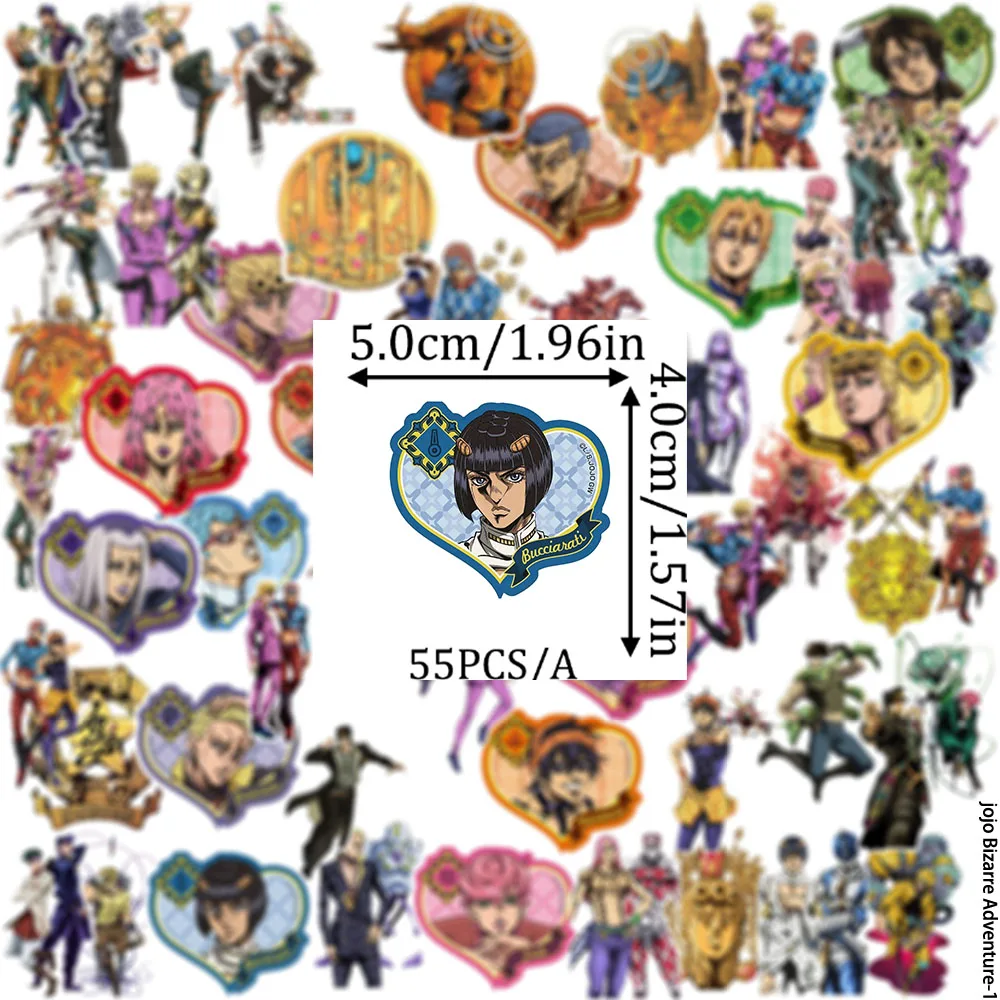 55PCS Jojo's Bizarre Adventure Cartoon Q Version Anime Peripheral Stickers Notebook Phone Case Decorative Stickers