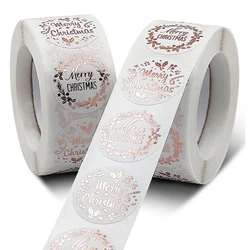 100-500pcs Rose Gold Merry Christmas Stickers Self-adhesive Holiday Stickers For Christmas Decors Wedding Party Cards Label