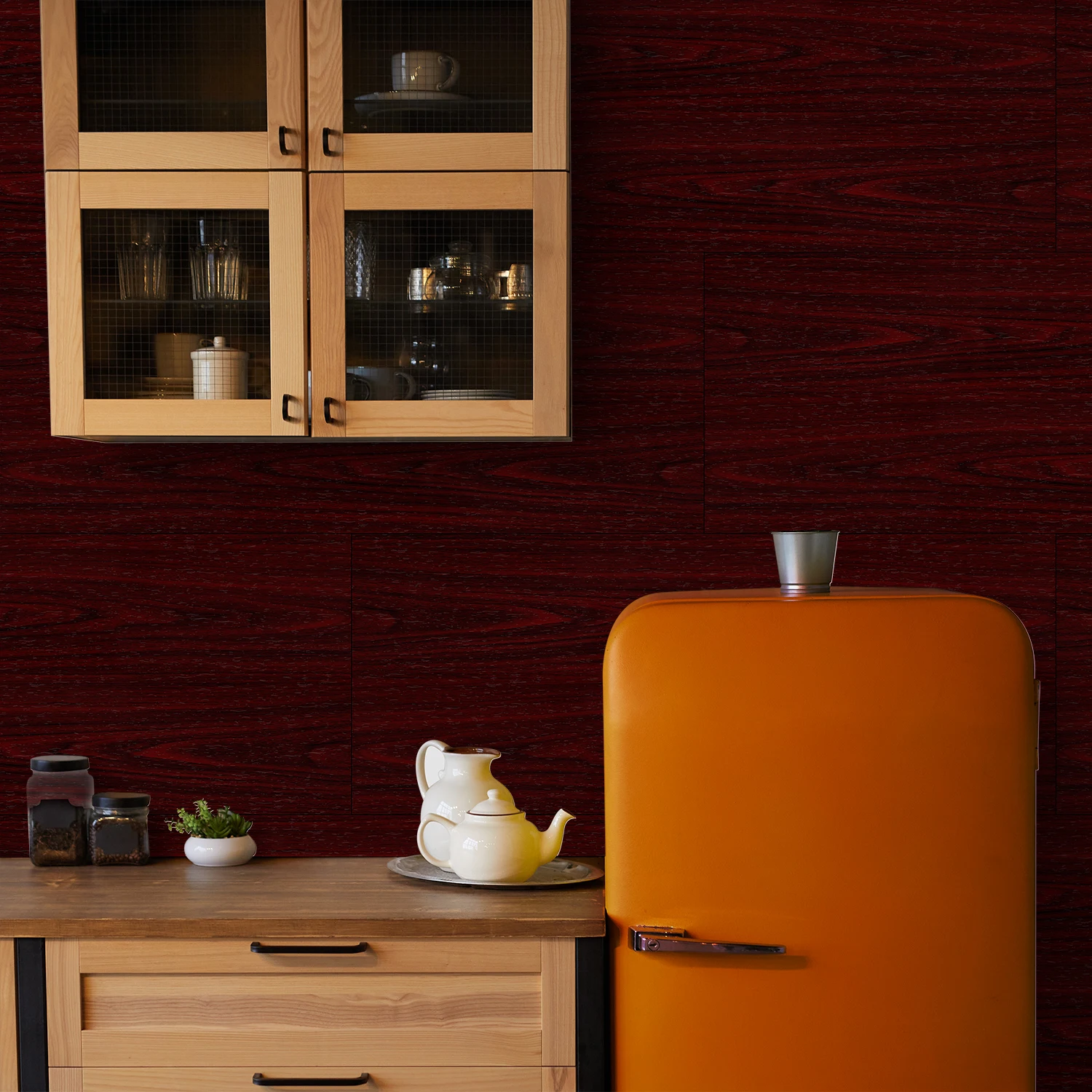 1 piece of vintage wood grain that can be cut and peeled off with adhesive film, used for furniture renovation