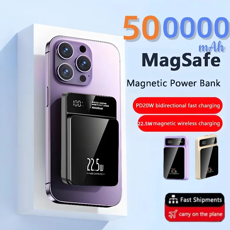 100000mAh Magsafe Power Bank For Iphone16 Samsung Xiaomi Magnetic Wireless 22.5W Ultra Capacity Super Fast Charging Power Bank