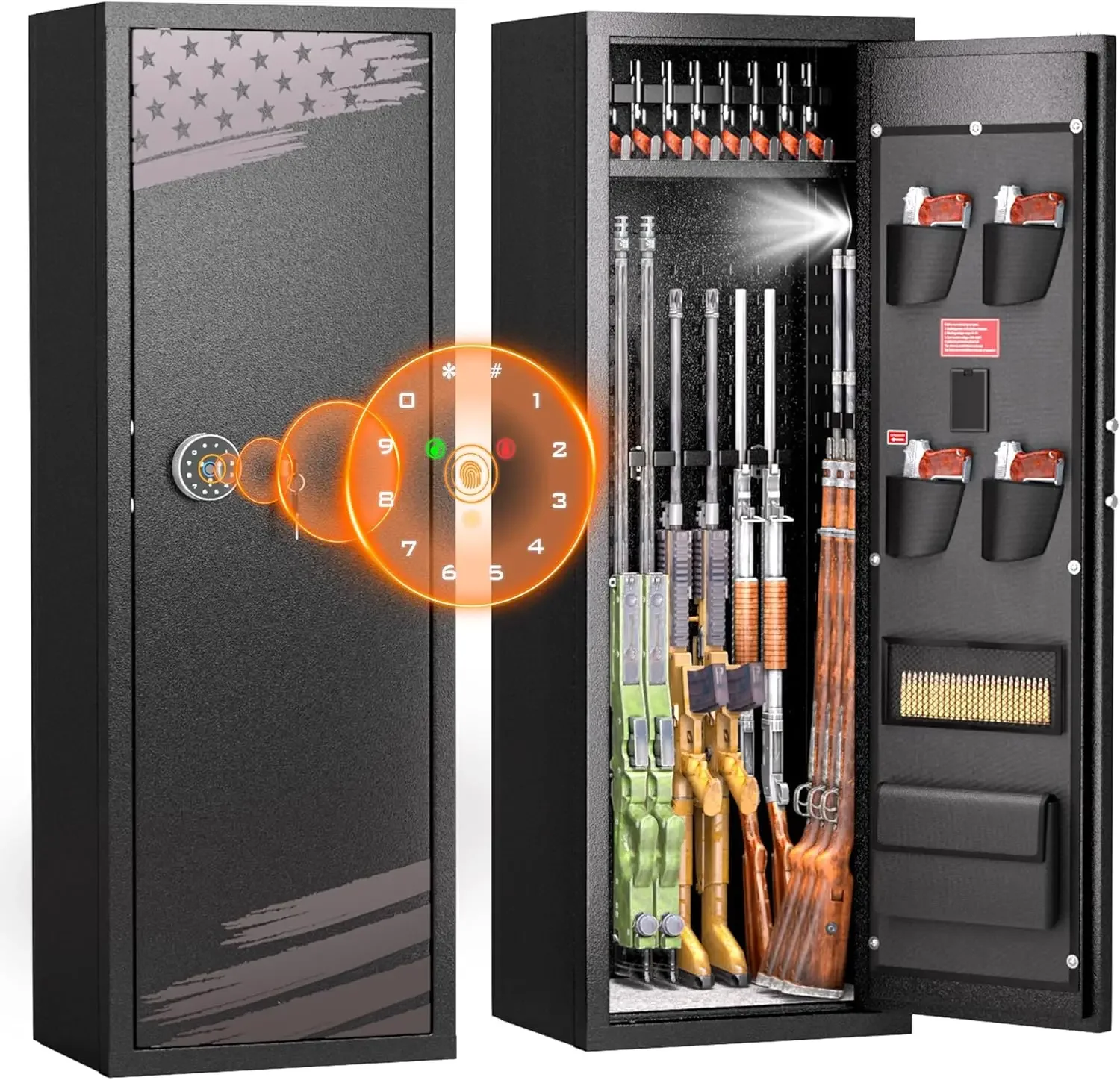 for 10-14 Rifle Gun Safe for Home Rifle and Pistols, Gun Safes for Pistol and Shotguns with Flag Design