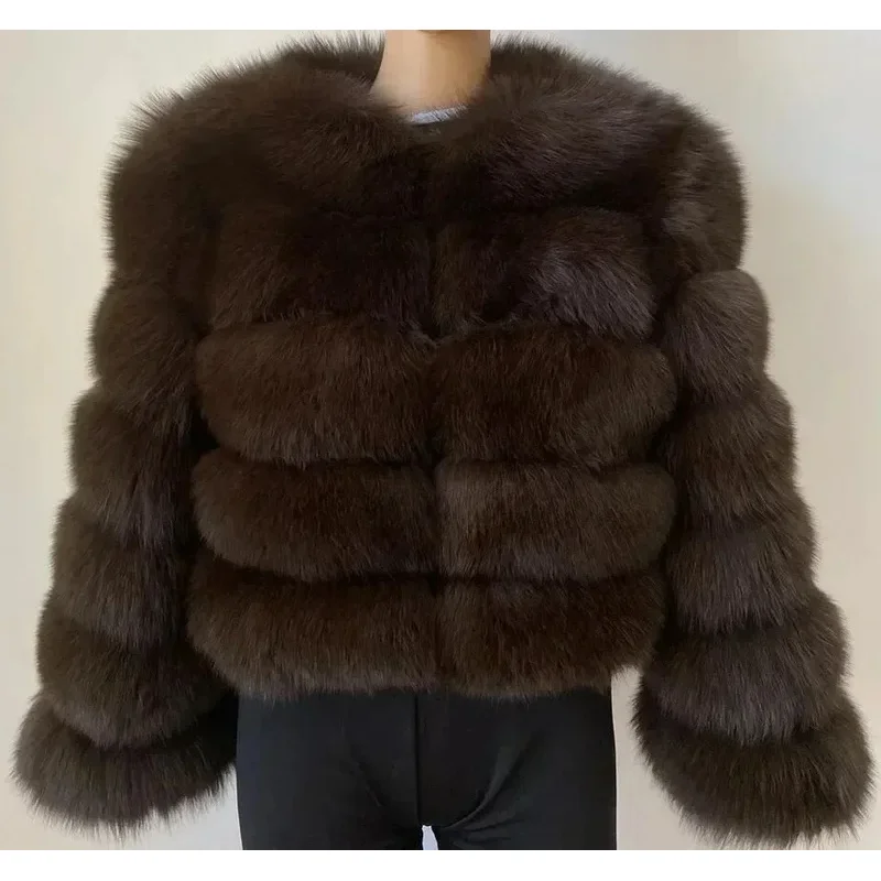 

DY2025Women's Fashion faux fur coat super hot Autumn Winter women short Faux fox fur fluffy jacket high quality 5xl Ladies furry