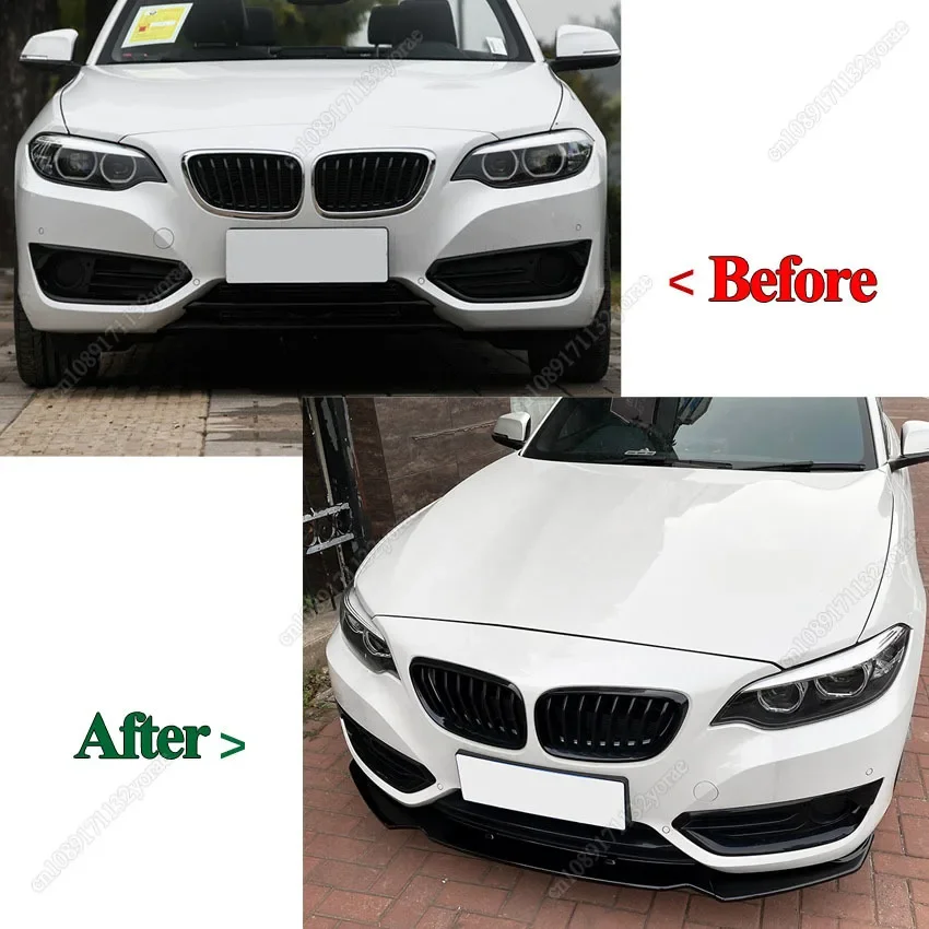 

Накладка-сплиттер на передний бампер (диффузор) для BMW 2 серии F22 F23 220i 218i 228i 225d 220d 218d 2014-2021, тюнинг-комплект кузова