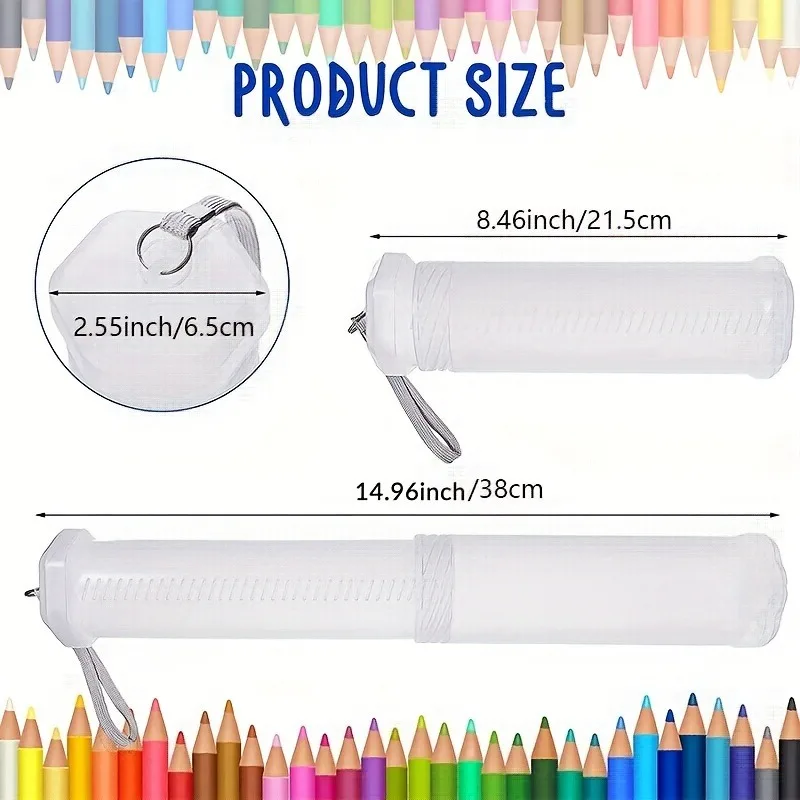 2pcs Expandable Plastic Brush Case Transparent Long Brush Holder Tube Storage Brush Organizer Pencil Watercolor Pen Container Pa image 3