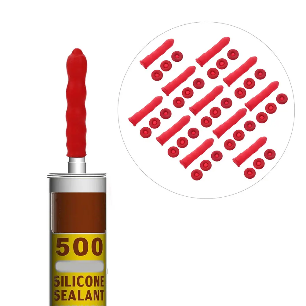 20pcs Glass Red Caulk Saving Cap For Open Caulking Tube Sealing Preserving Reusable Moisture Proof Suitable For All