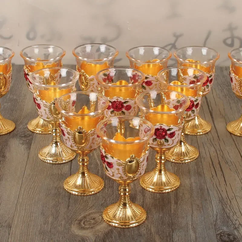 Home palace style wine set glass white wine cup wine rack vintage European cup home tall glass 12 sets glasses JJ489