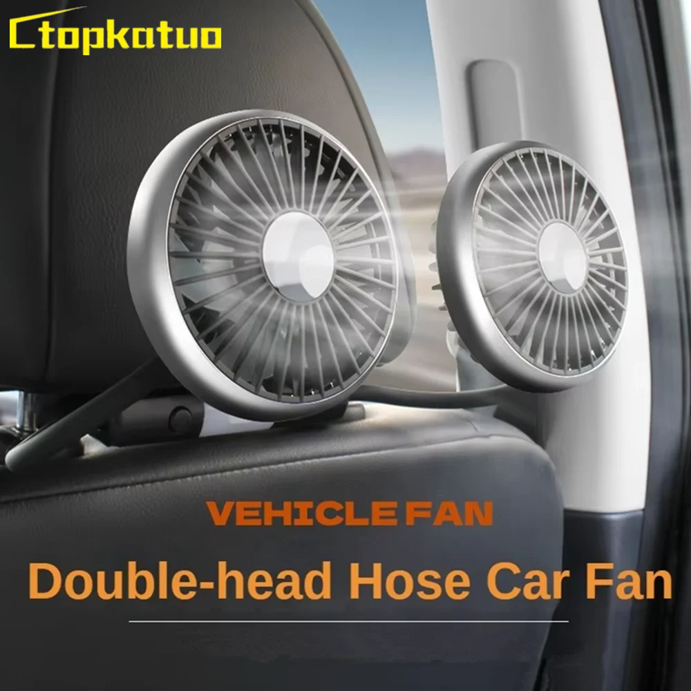 360 Adjustable Car Dual Head Hose Seat Fan Car Seat Back Cooling Fan Summer Truck Car Home Electric Fan USB Charge Accessories