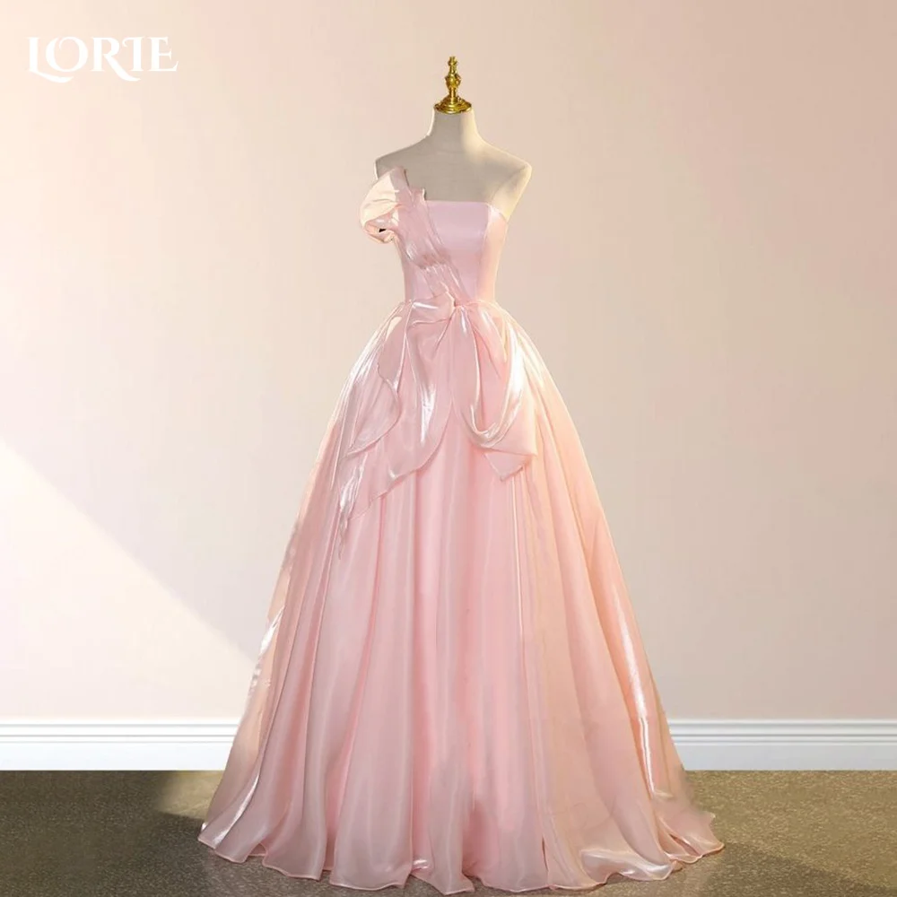 

LORIE Modest Crepe Ball Evening Dress Sleeveless Flowy Princess Prom Dresses Pleats Illsion Puff Arabia Party Gowns Customized