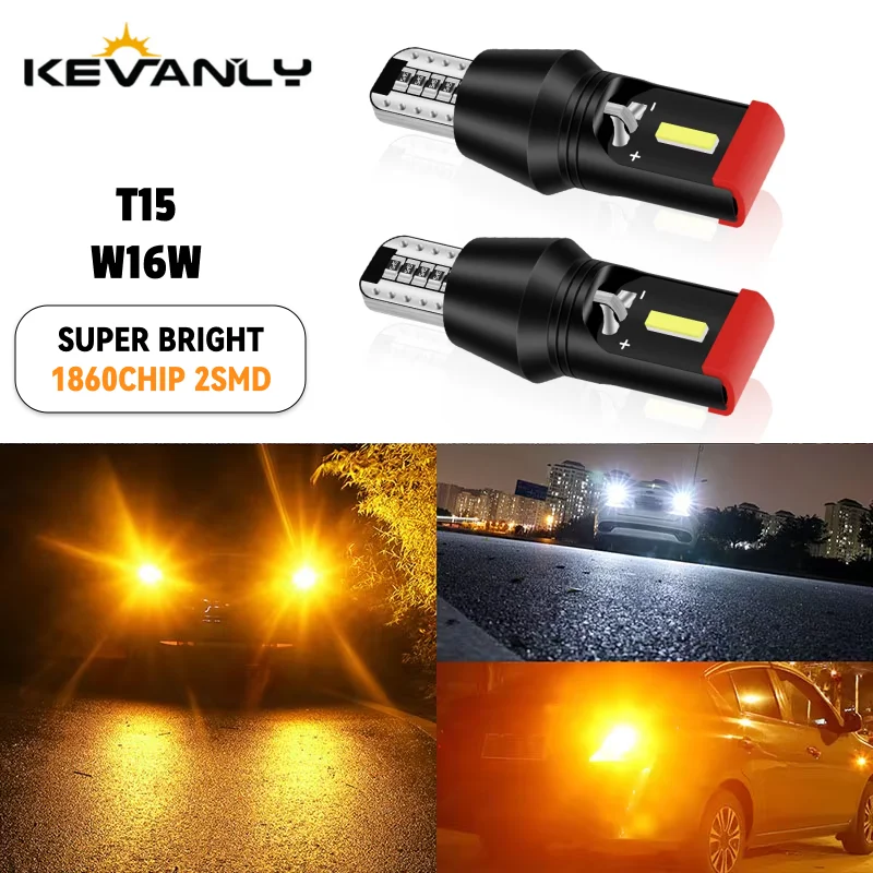 

2PCS Signal Lamp T15 W16W 921 912 LED Bulbs Super Bright 1860 2SMD Car Reverse Parking Light Canbus Highlight Backup Tail Light