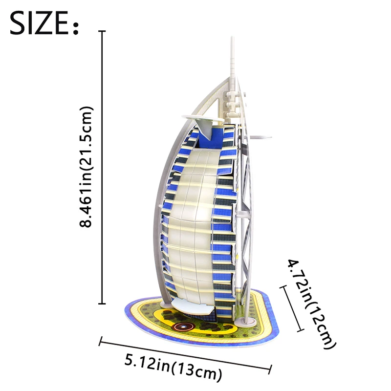 3D Paper Puzzle Dubai Burj Al Arab 3D World Jigsaw Puzzle World Construction Model Kit Assembly Educational Toy for Children Toy