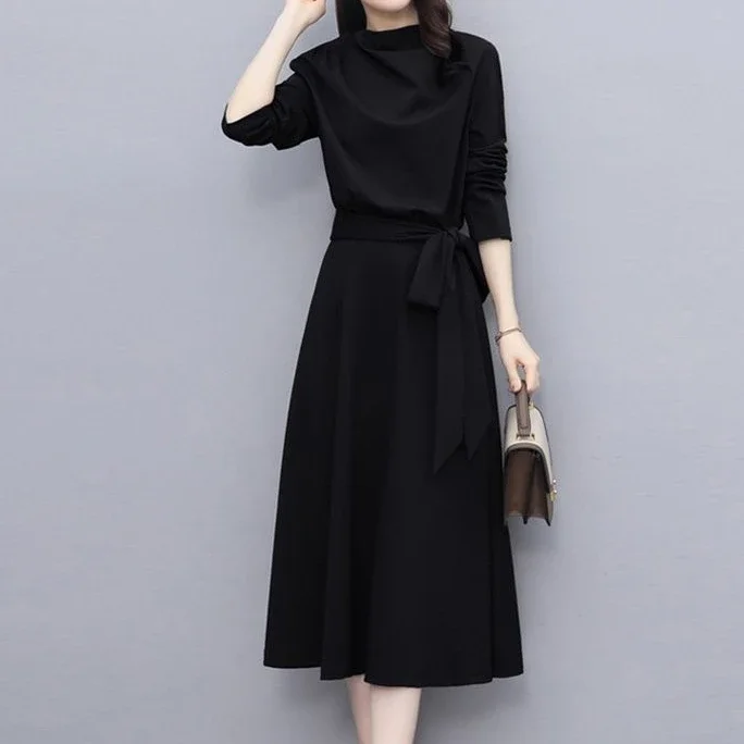 

Long Sleeve Dress 2024 Autumn New Popular Women's Solid Color Dress