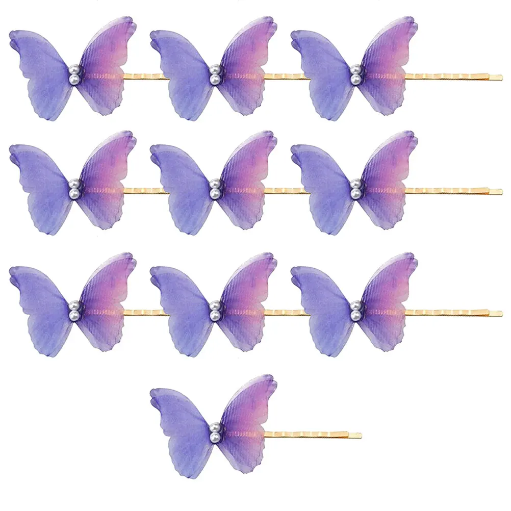 

10Pcs Purple Pearl Butterflies Hair Clip Lovely Hairpins Elegant Hair Barrettes for Women Birthday Christmas Gift