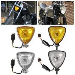 Universal Vintage Cafe Racer Motorcycle Headlight Retro Front Triangle Headlamp for Harley Honda Chopper Cruisers Bobber Custom