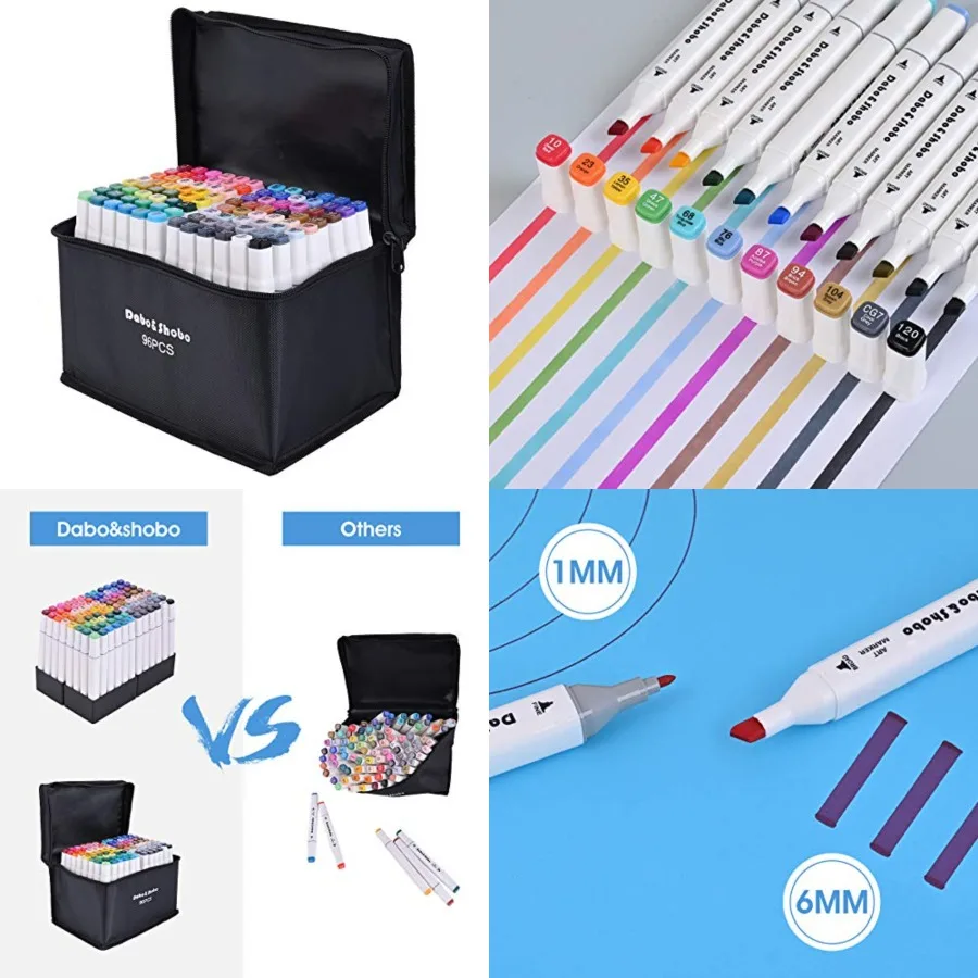 

DaboShobo 96 Colors Alcohol Marker Drawing Markers with Dual Tip Design for Adult Coloring and Sketching Fine and Chisel Tips f