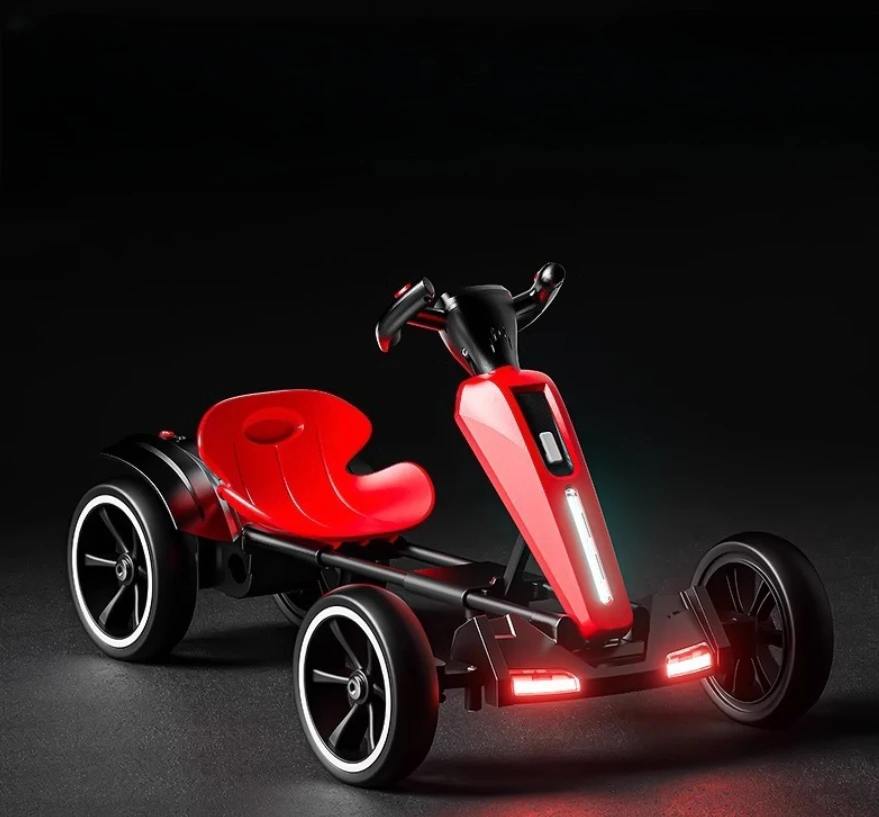 Electric four-wheel kart can be folded, boys and girls can sit, portable with remote control and installation-free.