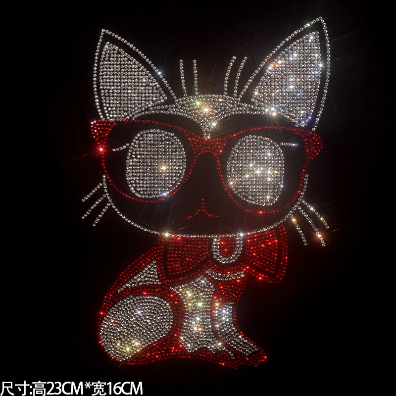 New Harajuku Women's T-shirt Hot Women's T-shirt Long Sleeve Cartoon Cat Shiny Rhinestone Women's T-shirt