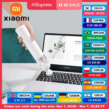 샤오미 미지아 휴대용 진공 청소기, 13KPa 흡입, 가정 및 자동차 무선 핸드 진공, 0.5 kg 경량, C 타입 충전