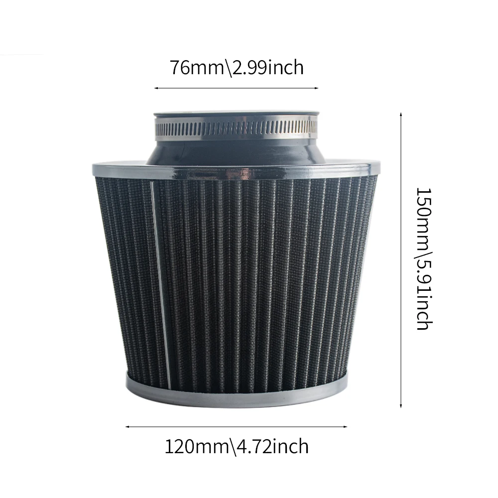 Universal Car Modified High Flow Air Filter Mushroom Head Air Filter 76mm Universal Mushroom Head Air Filter