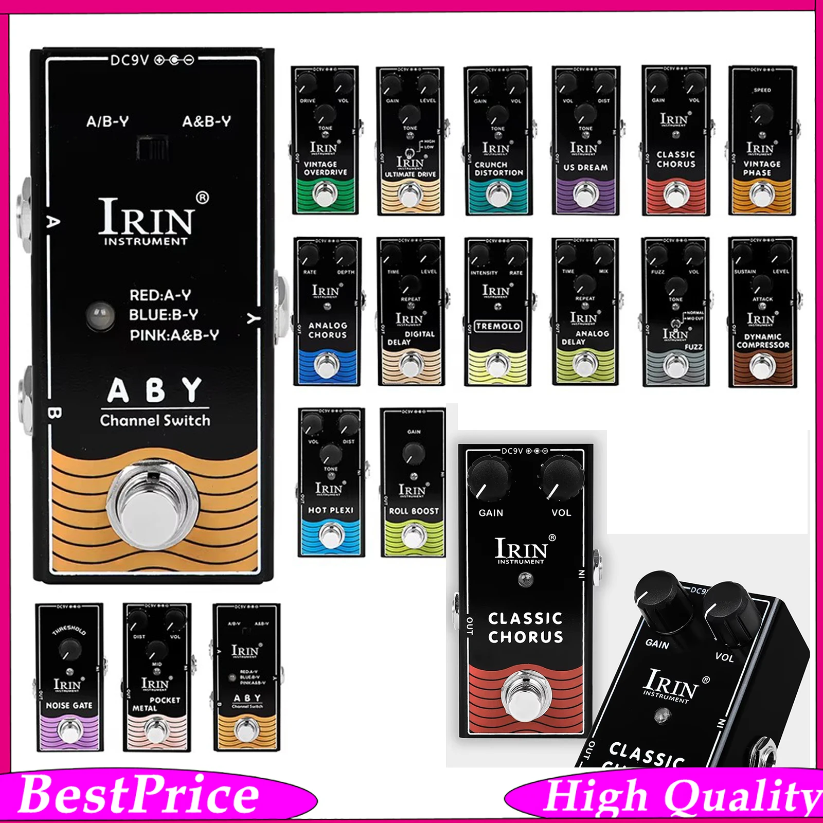 IRIN Electric Guitar Effects Pedal Tremolo Analog Delay Fuzz Hot Plexl Roll Boos Noise Gate Effect Pedal Guitar Accessories