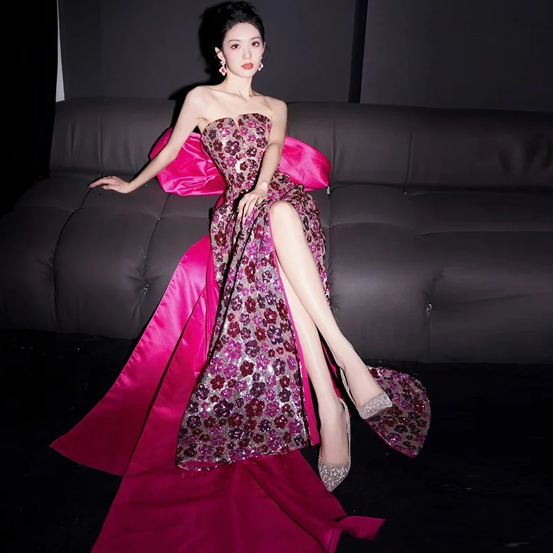 

Вечернее платье, юбка, женская высококачественная легкая роскошная одежда для тостов с блестками, одежда для помолвки, художественный экзамен, одежда для выступлений в красоте