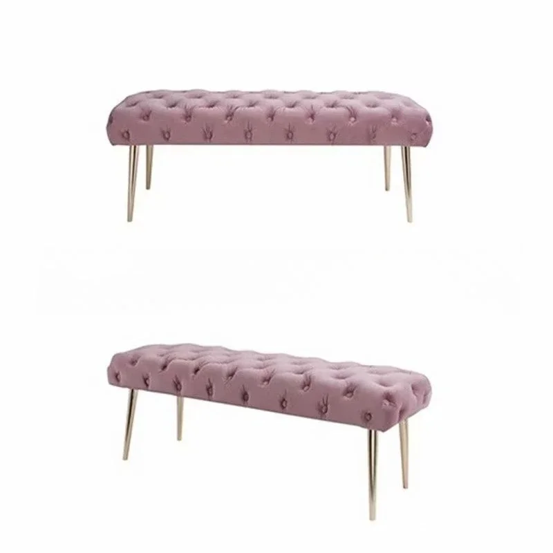 Nordic moderno quarto tecido fivela saco macio cabeceira móveis fezes sala de estar foyer aço inoxidável sapato mudando fezes