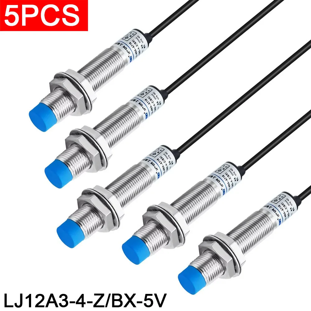 5pcs LJ12A3-4-Z/BX 5V Module Microcontroller Proximity Switch LJ12A3-4-Z/BX-5V Three Wire NPN Normally Open