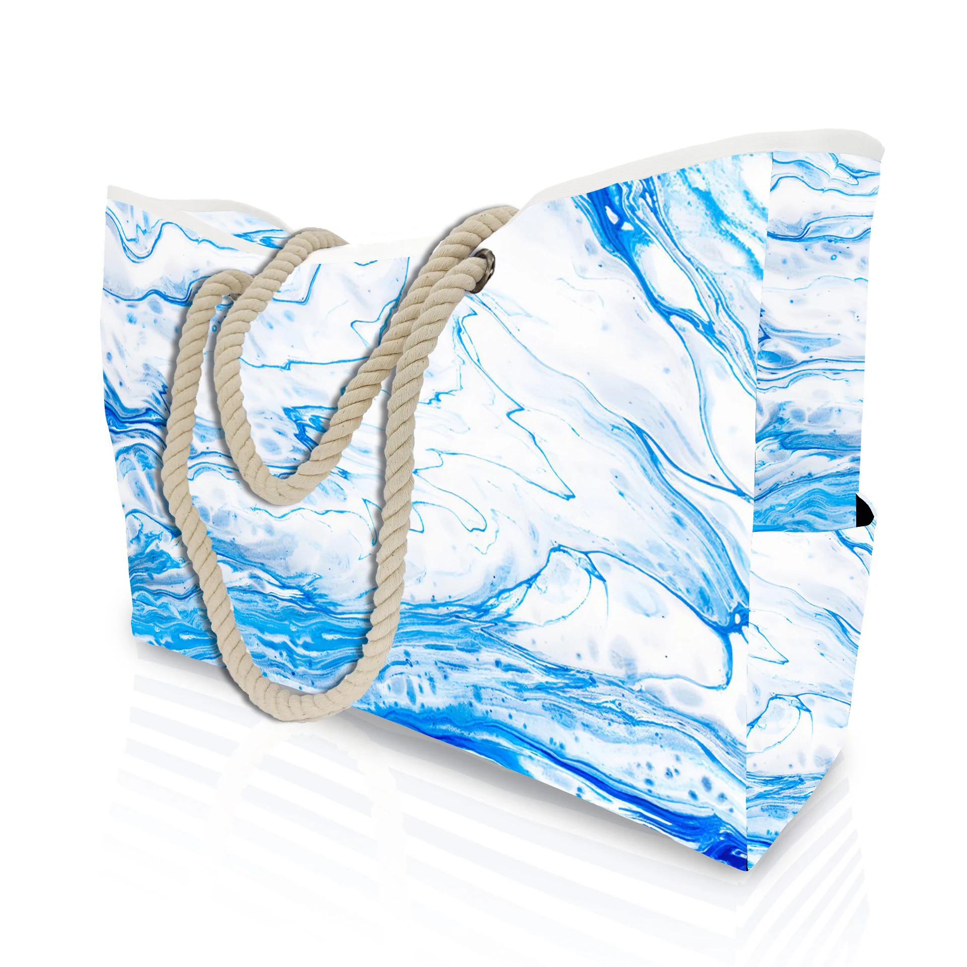 Waterproof Striped Zipper Outer Bag for Outdoor Travel Vacation Sand Resistant Canvas Convenient Folding Beach Bag ﻿ image 2
