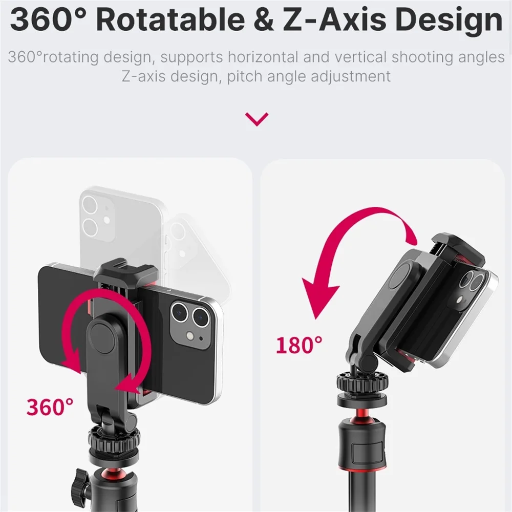 ST-06S 360°Rotatable Phone Mount Holder Tripod With Cold Shoe For Mic Light Phone Clip For iPhone 12 Pro max Smartphone