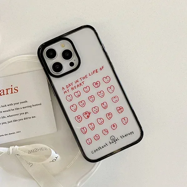 2.5 Acrylic Colorful Hearts Pattern iPhone 12 13 14 15 Pro Max Protective Case