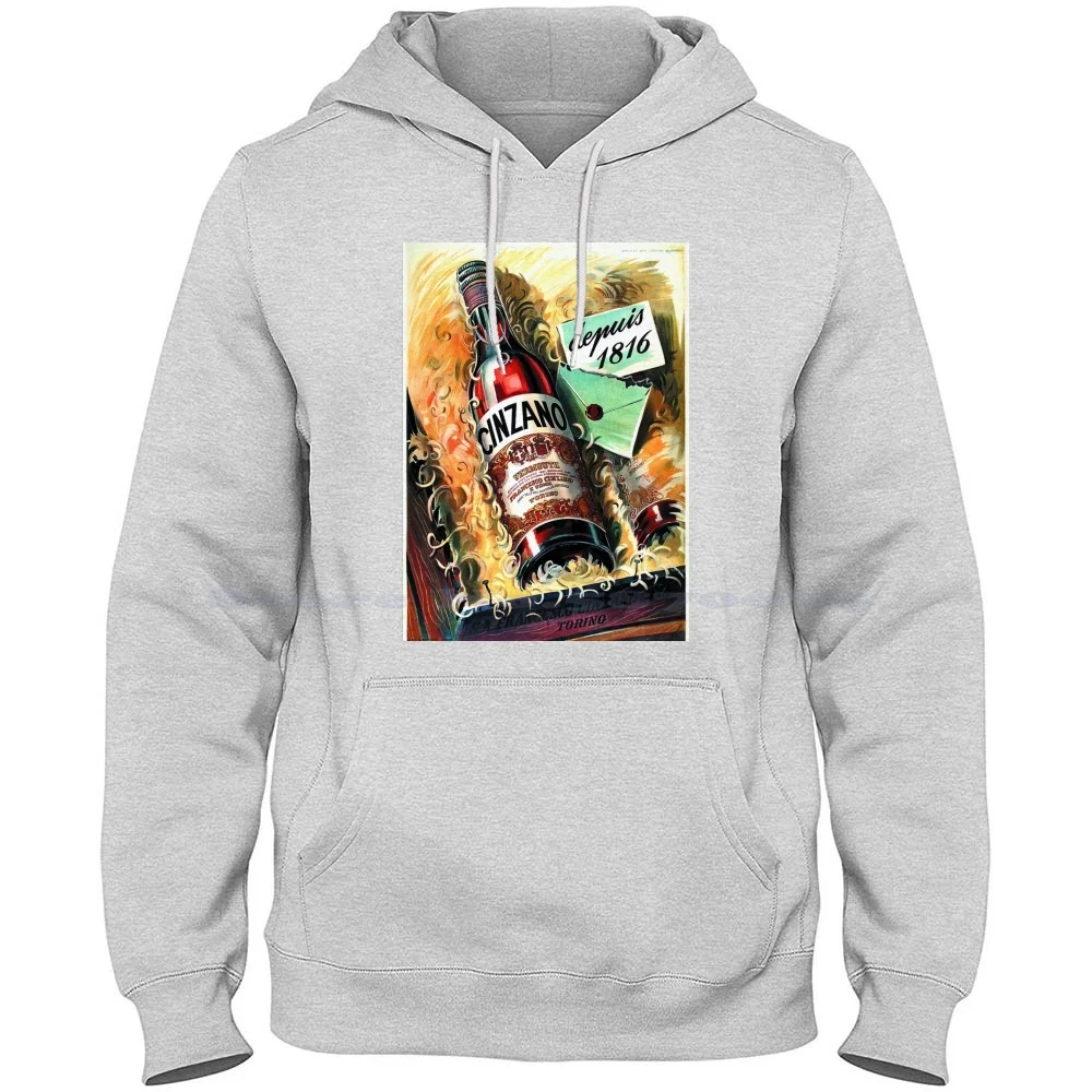 Sudadera con capucha de algodón puro 100%, póster Vintage, camiseta Vintage, Italia, Campari, Torino, cóctel, Vermouth, aperitivo, publicidad, Martini